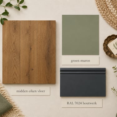 Styling moodboard voor kleuradvies, interieur en verfkeuze
