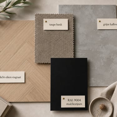 Styling moodboard voor kleuradvies, interieur en verfkeuze