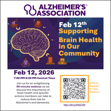 Brain health awareness graphic designed for the Alzheimer's Association Black History Month campaign.