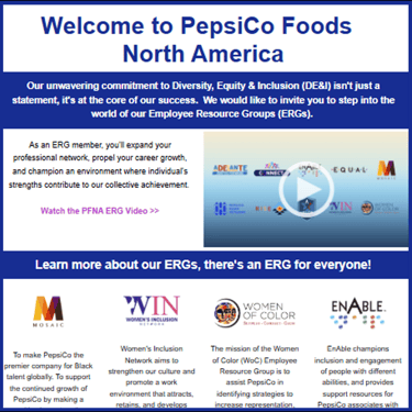 Welcome edition of the ERG newsletter designed for PepsiCo new hires.
