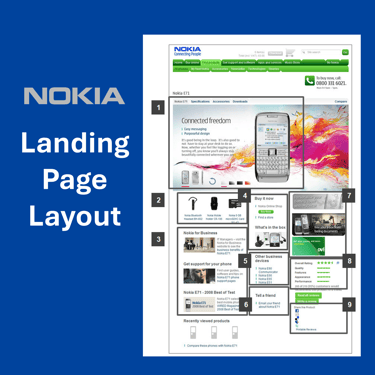 Nokia landing page design from the My Next Nokia interactive phone finder project.