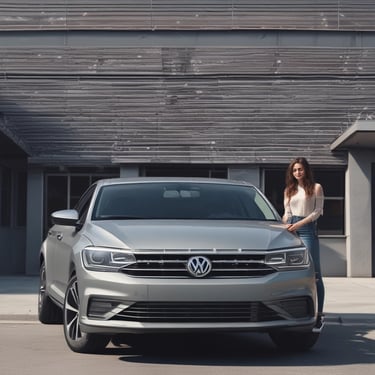 Smiling customer standing beside a freshly detailed black sedan in a sunny Wichita driveway