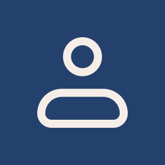 Minimalist white outline user profile icon on a dark blue background.
