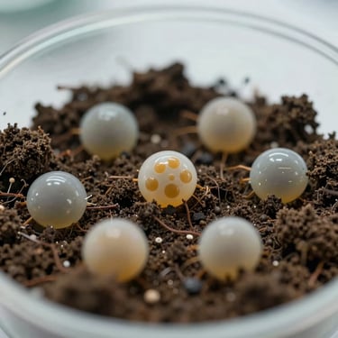 Macro shot of active soil microbial cultures under laboratory conditions, scientific agrarian setting, clean lighting