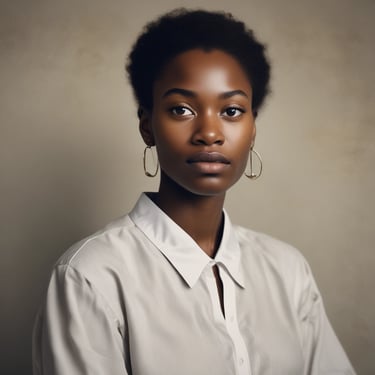 woman wearing black crew-neck shirt