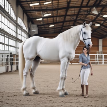 A joyful rider laughing while bonding with a horse in a peaceful forest clearing.