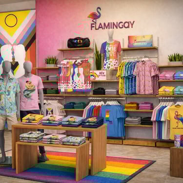 lgbt owned business retail store interior for Flamingay