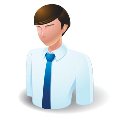 Professional man avatar icon with dark hair wearing blue shirt and tie