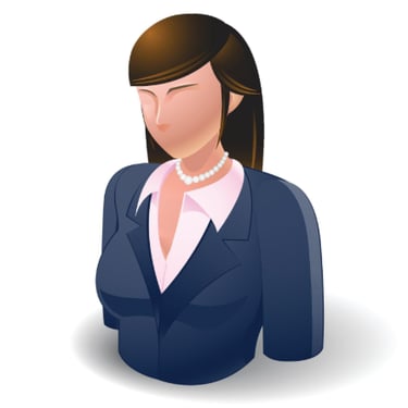 Professional woman avatar icon with brown hair in navy business blazer