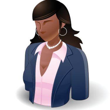 Professional woman avatar icon with dark hair in business suit