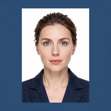 Portrait of a thoughtful woman smiling gently in a natural light setting.