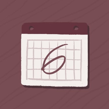 Illustration showing a calendar page with a big number 6