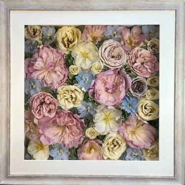 a flower wall preserved wedding bouquet in a frame