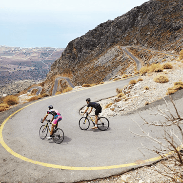 Mountain bike riding through the rugged terrain of Crete's mountains