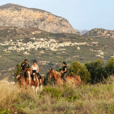 Horse riding through the beautiful mountain landscapes of Crete