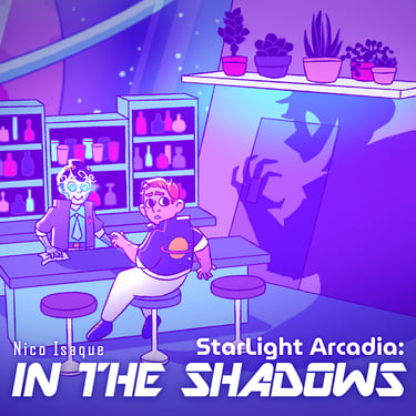 The album cover for the original soundtrack of StarLight Arcadia: IN THE SHADOWS, a film by Nico Isaque.