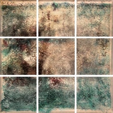 Abstract photographic collage with earthy tones and organic textured layers
