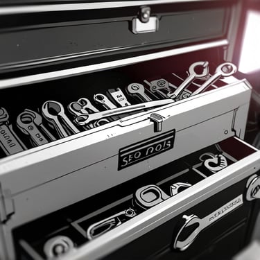 A toolbox shelf filled with various tools and equipment, symbolizing the essential tools and strateg