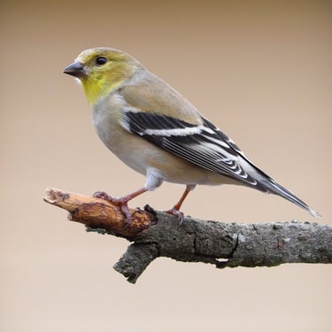 American Gold Finch perched on a tree branch
