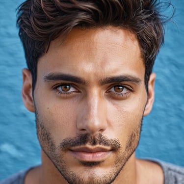 a man with a mustache and a mustache on his face