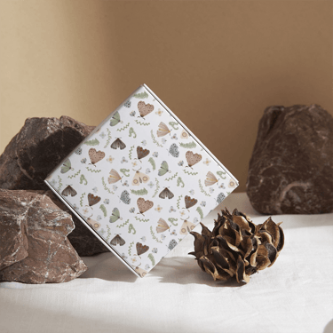 a gift or packaging box with a butterfly pattern