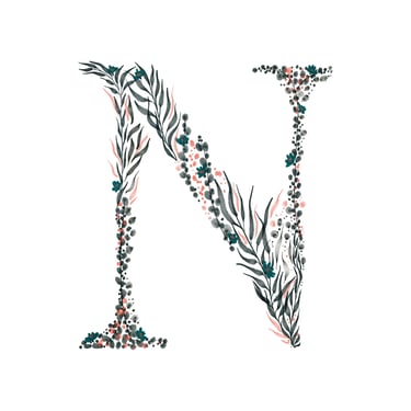 botanical letters and alphabet - letter N