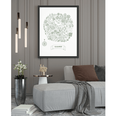 interior poster with art map illustration
