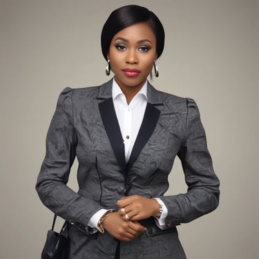 Smiling businesswoman shaking hands with a client in a modern office setting.