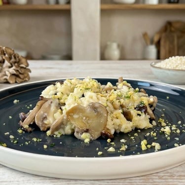 Vegan recipe for mushrooms risotto