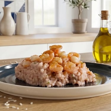Comforting & Feel Light high protein meal creamy seafood risotto