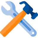 Icône clé à molette et marteau