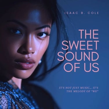 Tender portrait of a woman in blue — emotional cover for 'The Sweet Sound of Us'.