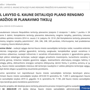 Detaliojo plano rengimas Lavyso g rekonstrukcijos, dviračių tako įrengimo ir t.t.