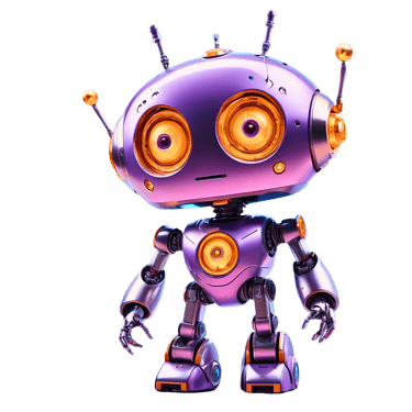 Friendly robot mascot #2 with bright orange eyes and a nice smile.