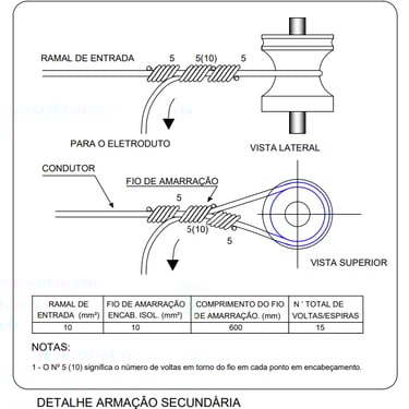 Detalhe de armação secundaria projeto elétrico