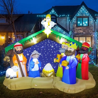 Inflatable Nativity set in yard