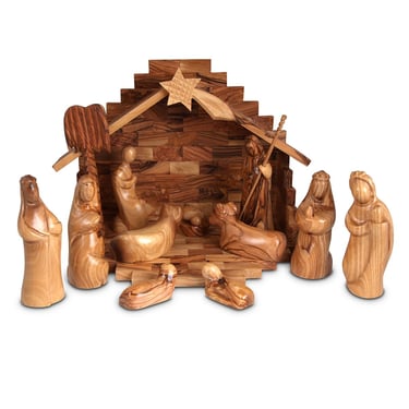 olive wood Nativity set