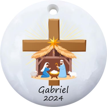 personalized Nativity Christmas ornament