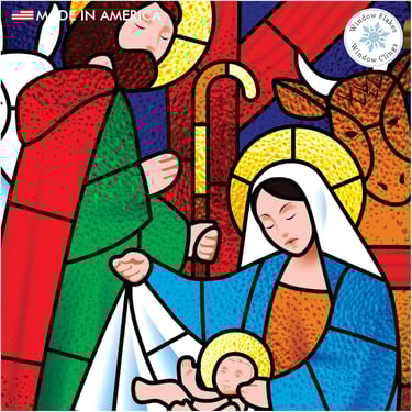 stained glass Nativity window cling