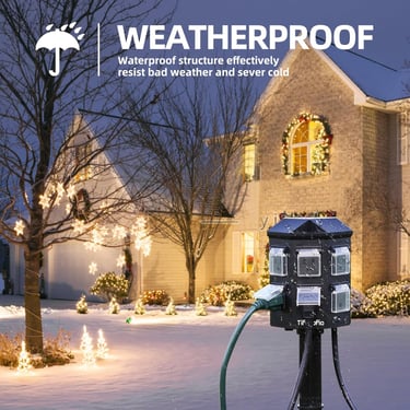 weatherproof outdoor power cord with outlets