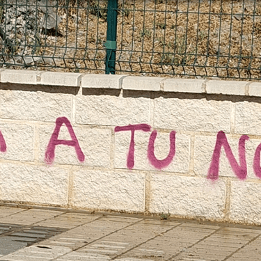 Graffiti en una pared de ladrillo antes y después de ser eliminado por el equipo de Sin Graffitis en Málaga