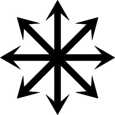 Eight-pointed black star symbol representing chaos and infinite directions
