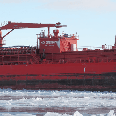 The crane on tanker ship Algoluna.