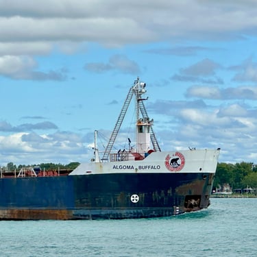 Freighter Algoma Buffalo starboard bow close-up.