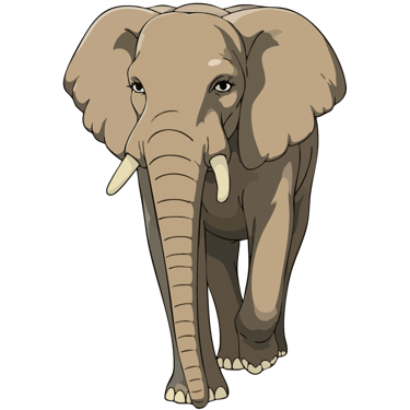 African elephant graphic art print, gazing toward the viewer.