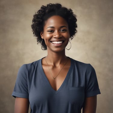 woman wearing black crew-neck shirt