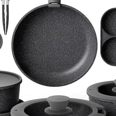 YASHE Batterie de cuisine 20 pièces, Revêtement antiadhésif, poignées amovibles, induction et four