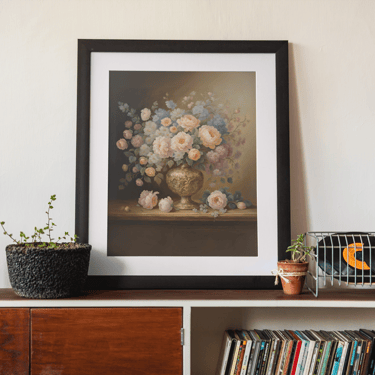 baroque inspirred pastel flowers in vase