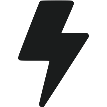 Black lightning bolt icon representing power, energy, and electrical speed.