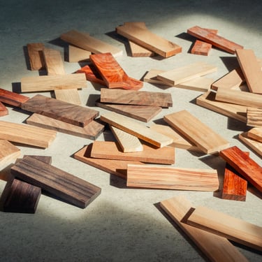 wood scales for knife handle, Paduk,  olive wood, Bocote, Wenge, Cherry wood on withe background